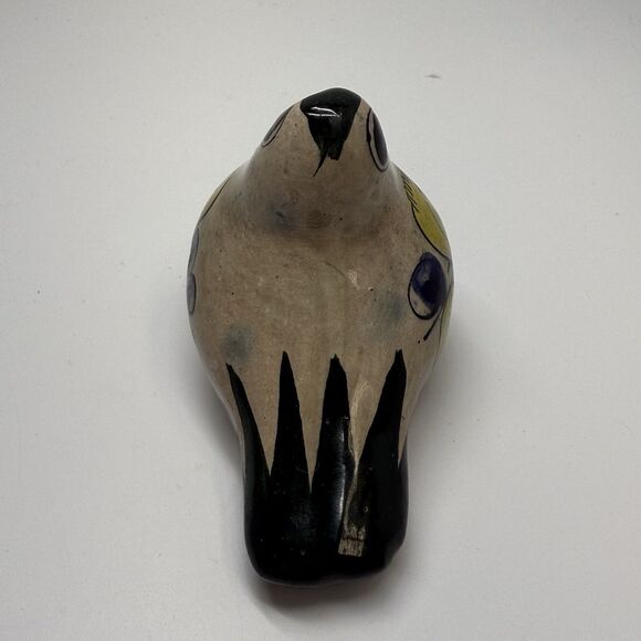 Vintage Tonala Mexico Ceramic Pottery Hand Pained Glazed Bird Signed Figurine - Picture 4 of 8